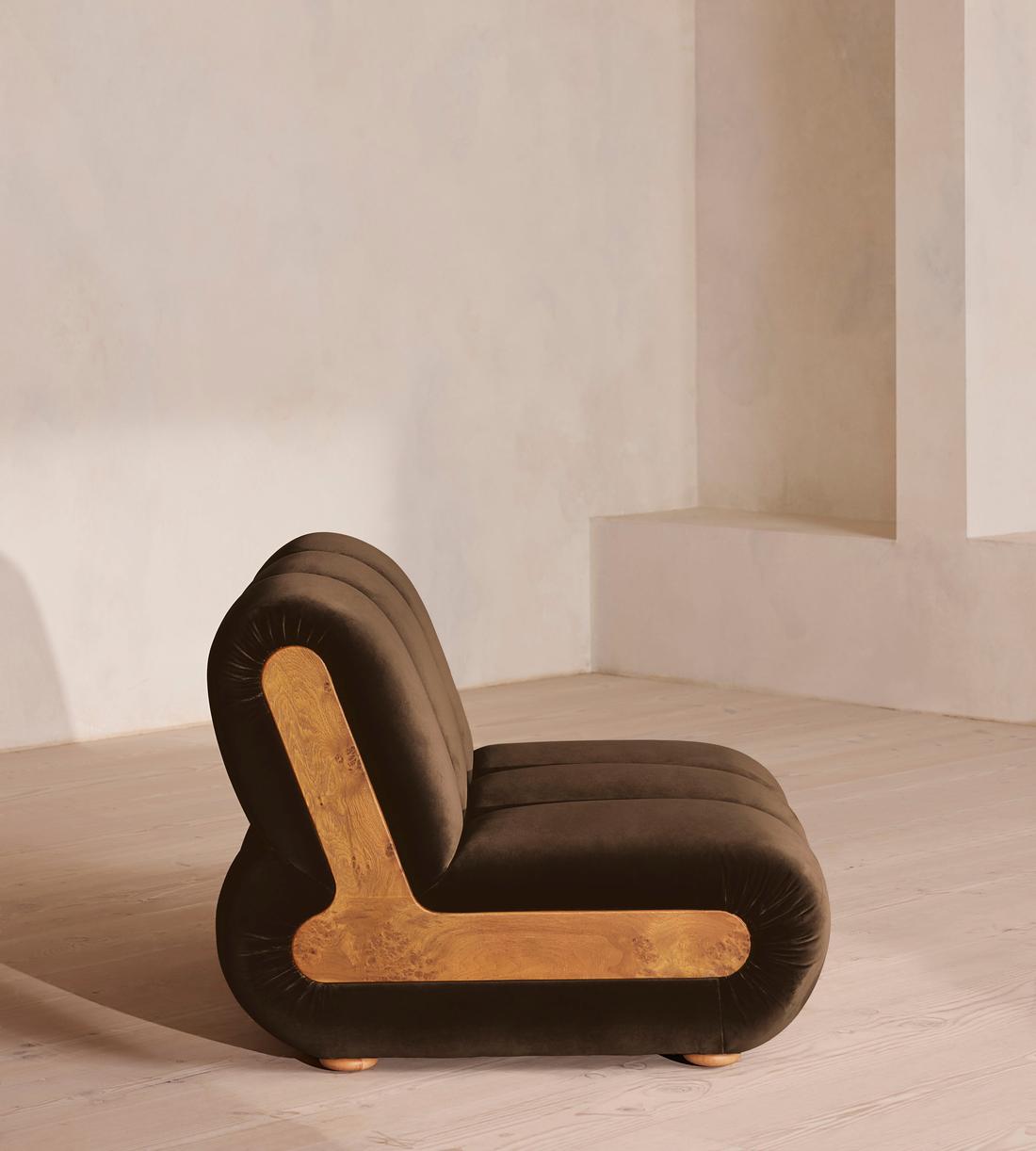 Noelle Sectional Armchair - Velvet Chocolate Brown - US - Images - Image 3