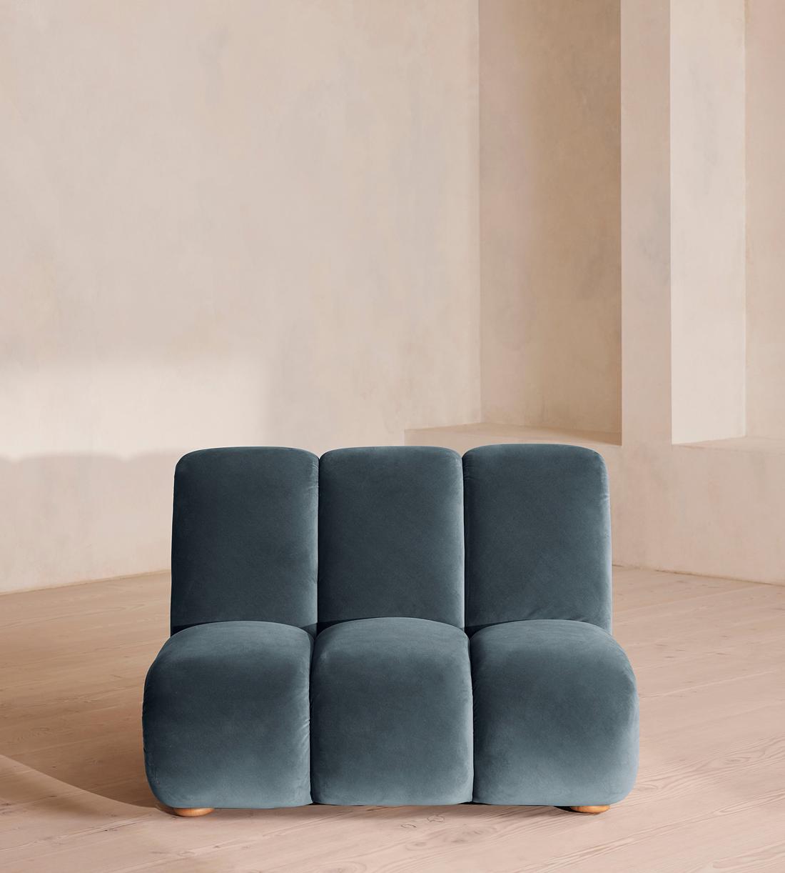 Noelle Sectional Armchair - Velvet Grey Blue - US - Listing - Image 1