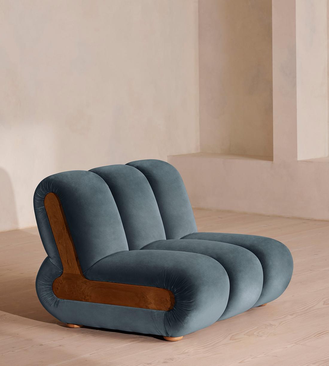 Noelle Sectional Armchair - Velvet Grey Blue - US - Listing - Image 2
