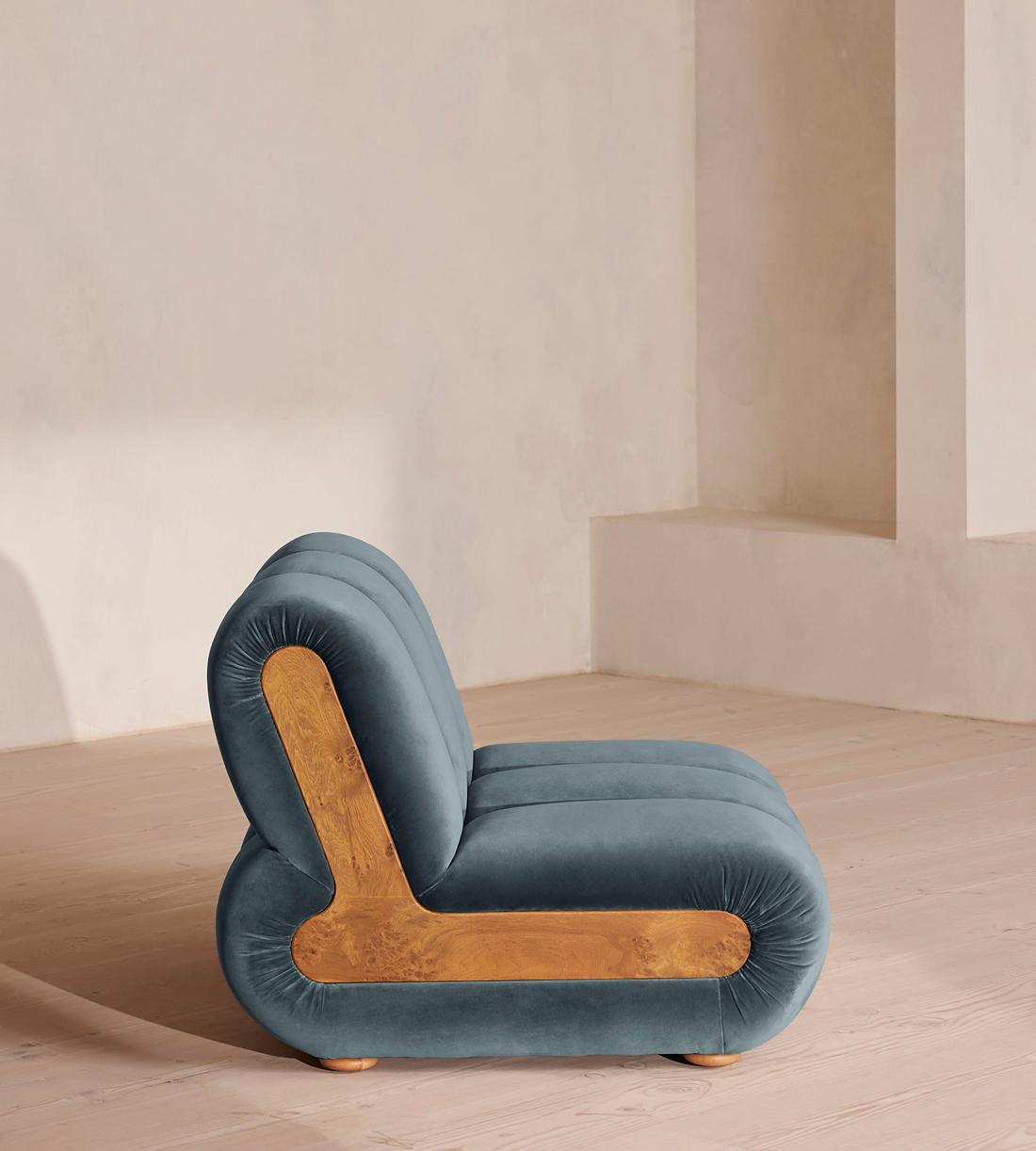 Noelle Modular Sofa - Straight Module - Velvet Grey Blue - Image 3