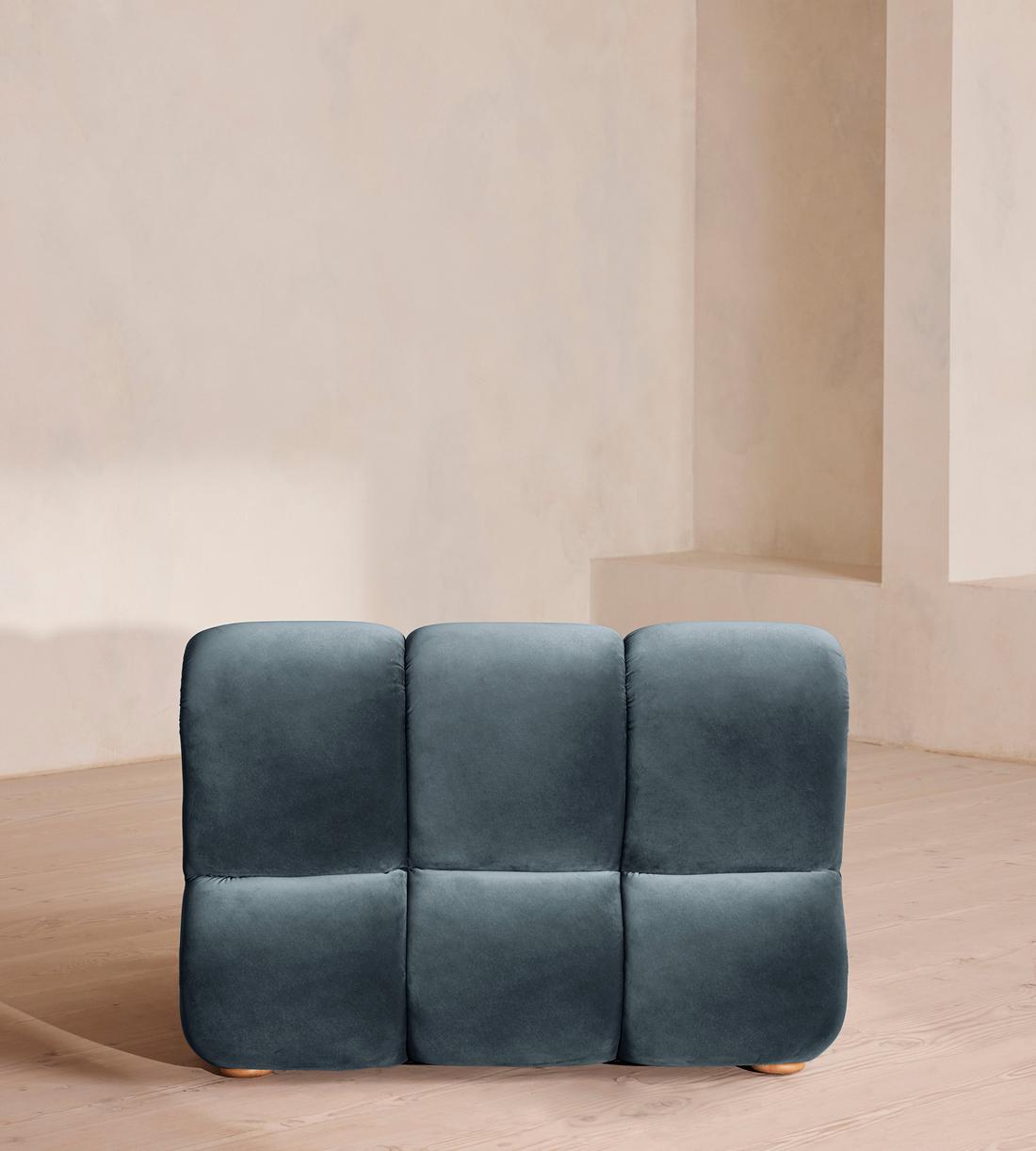 Noelle Modular Sofa - Straight Module - Velvet Grey Blue - Image 4