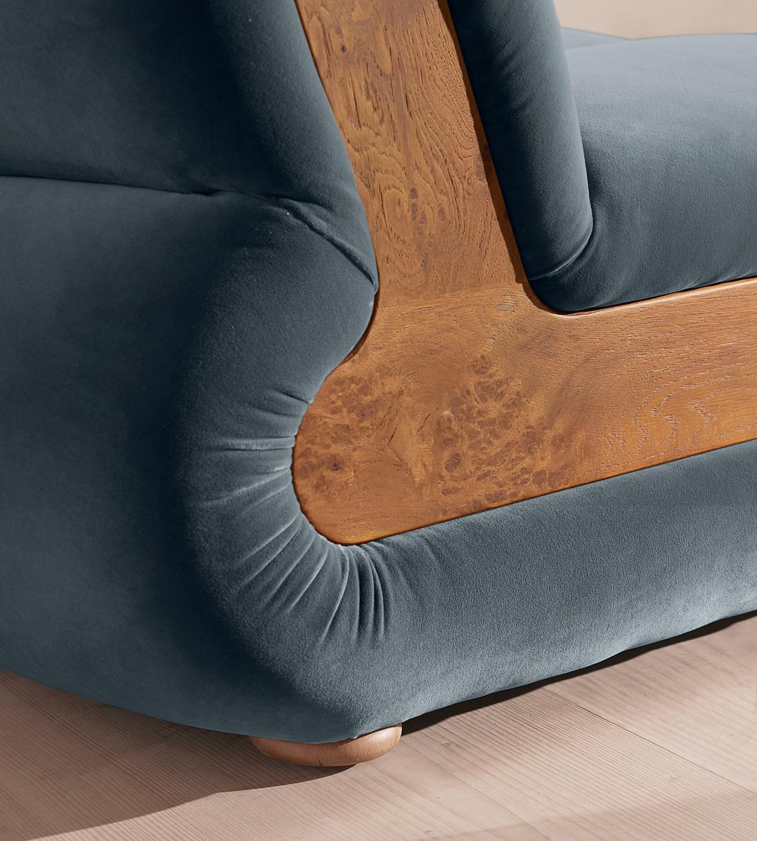 Noelle Modular Sofa - Straight Module - Velvet Grey Blue - Image 5