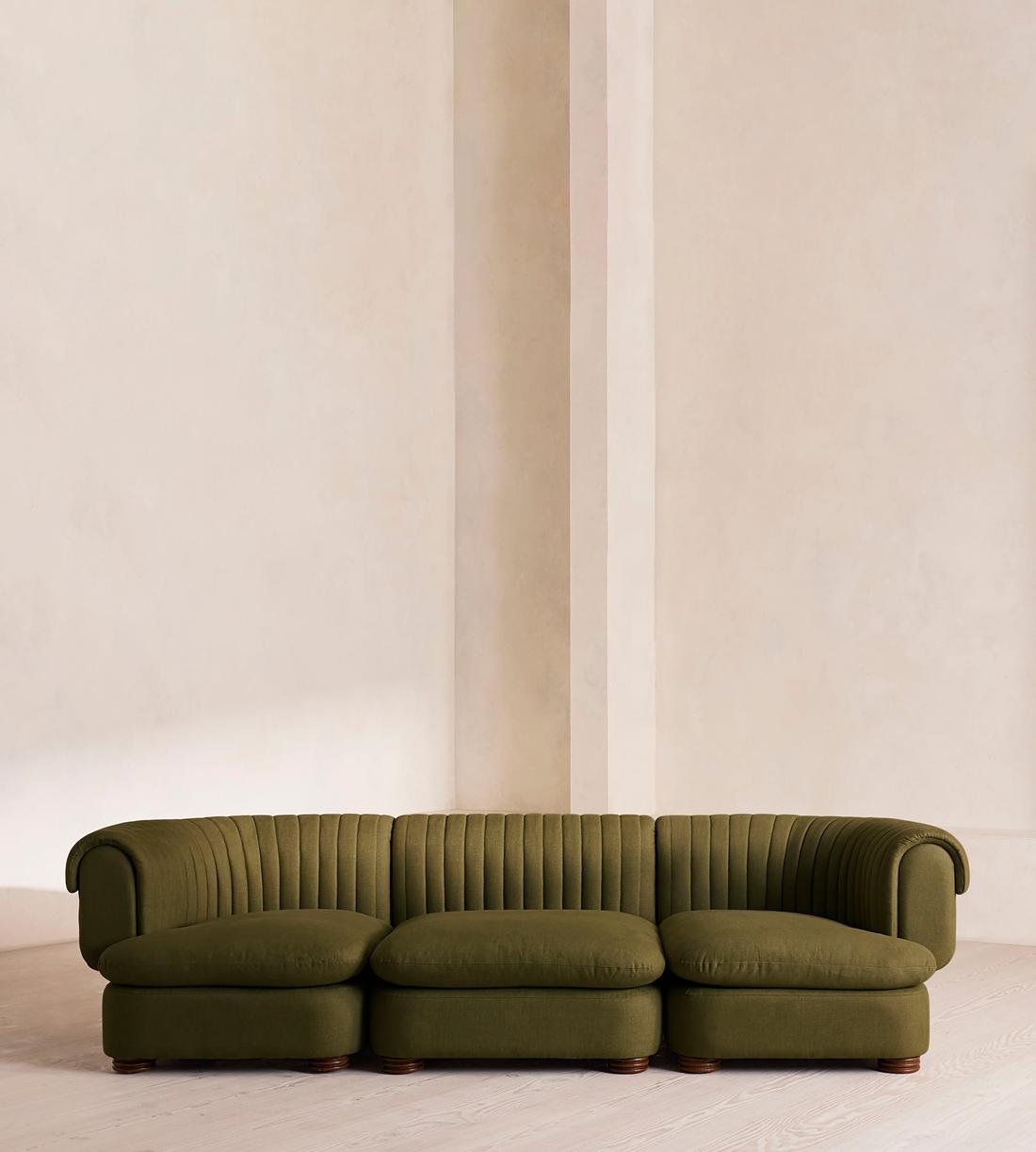 Rava Modular Sofa - Four Seater - Linen - Olive - Listing - Image 1