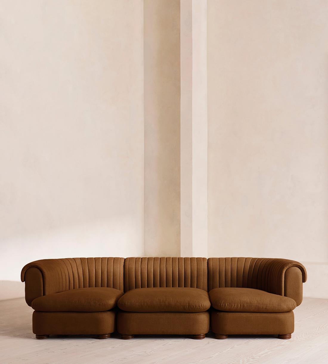 Rava Sectional Sofa - Four Seater - Linen - Terracotta - US - Listing - Image 1