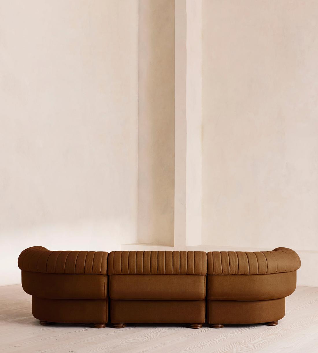 Rava Sectional Sofa - Four Seater - Linen - Terracotta - US - Images - Image 4