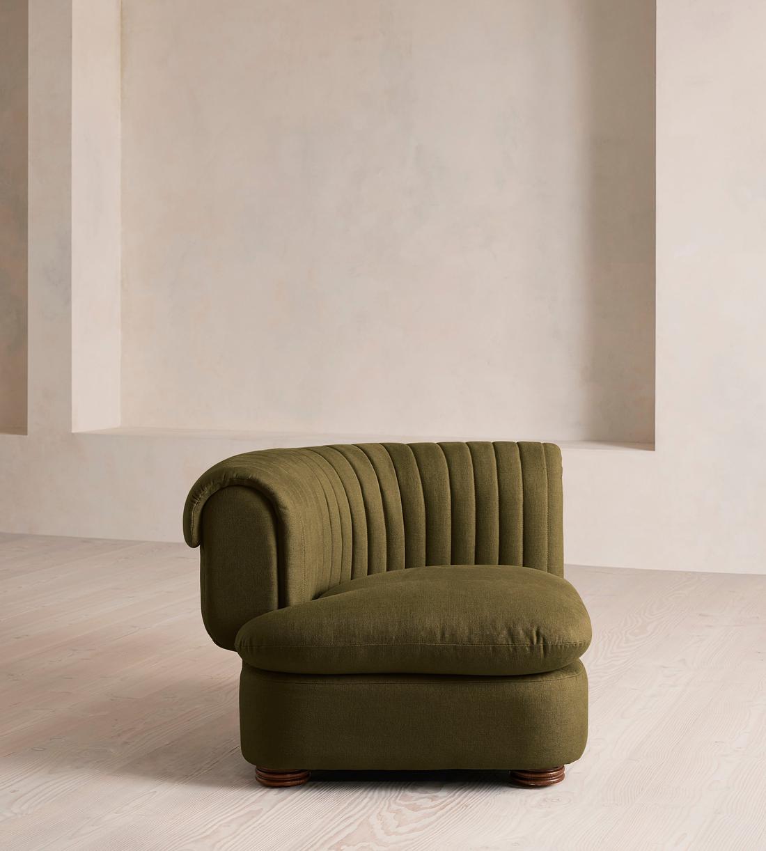 Rava Sectional Sofa - Left Arm Module - Linen - Olive - US - Image 1