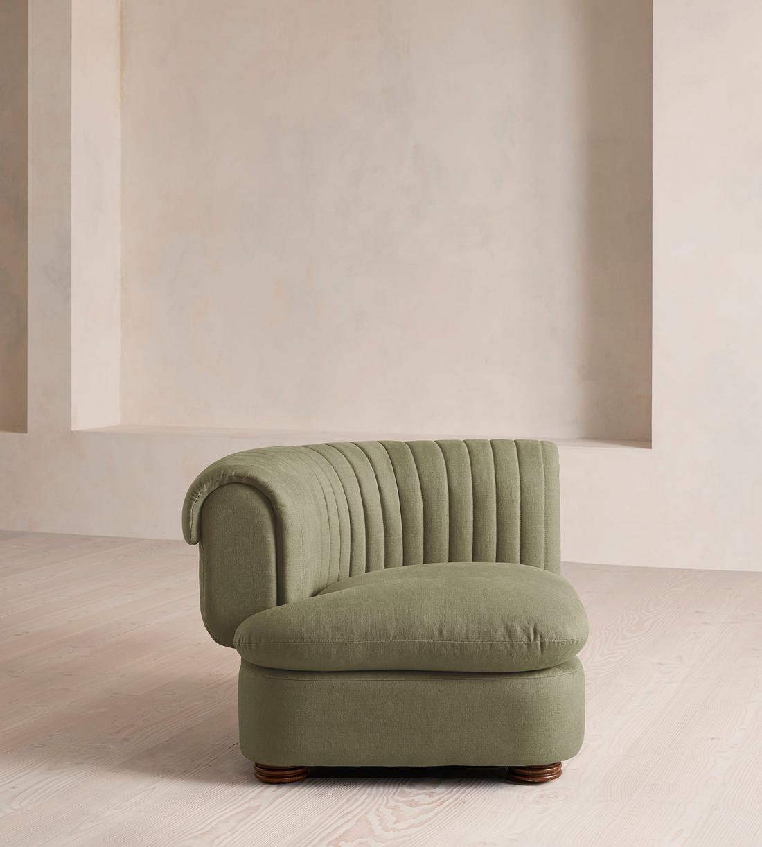 Rava Sectional Sofa - Left Arm Module - Linen - Sage - US - Image 1