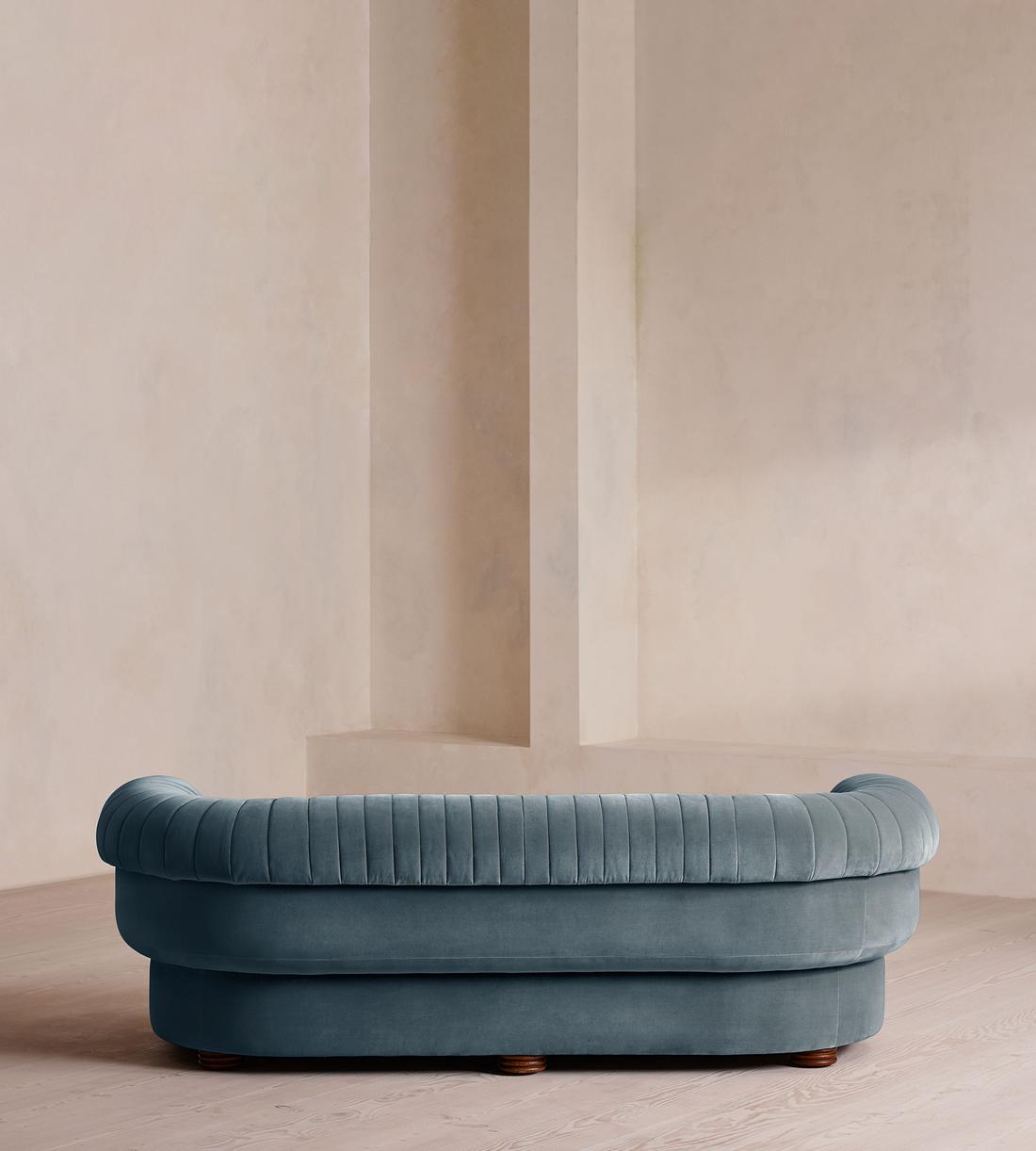 Rava Three Seater Sofa - Velvet - Grey Blue - Images - Image 4