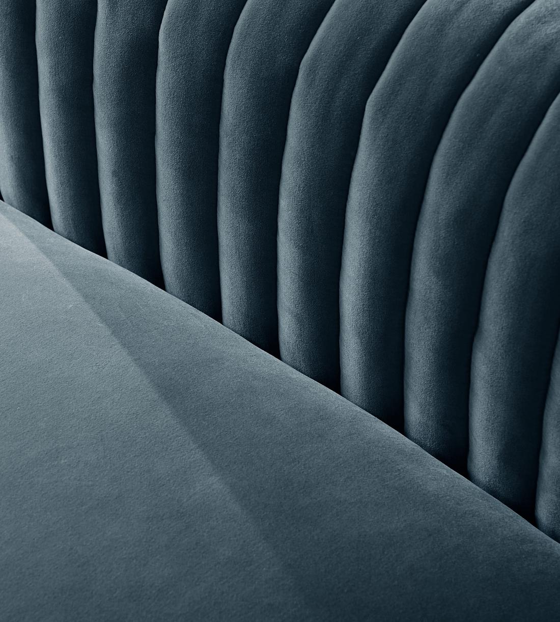 Rava Three Seater Sofa - Velvet - Grey Blue - Images - Image 5
