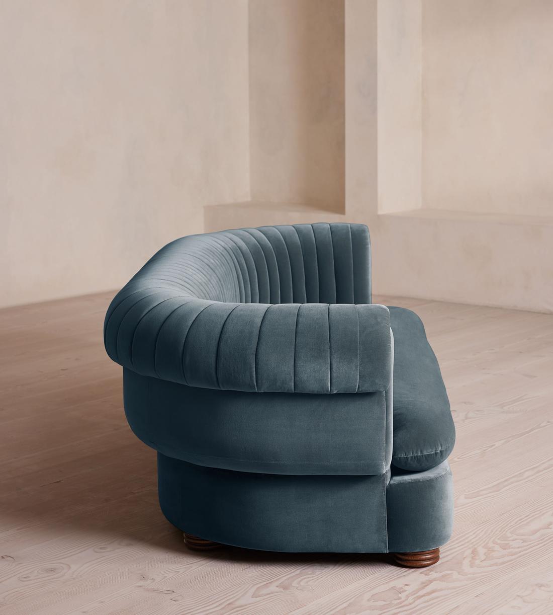 Rava Three Seater Sofa - Velvet - Grey Blue - US - Images - Image 3
