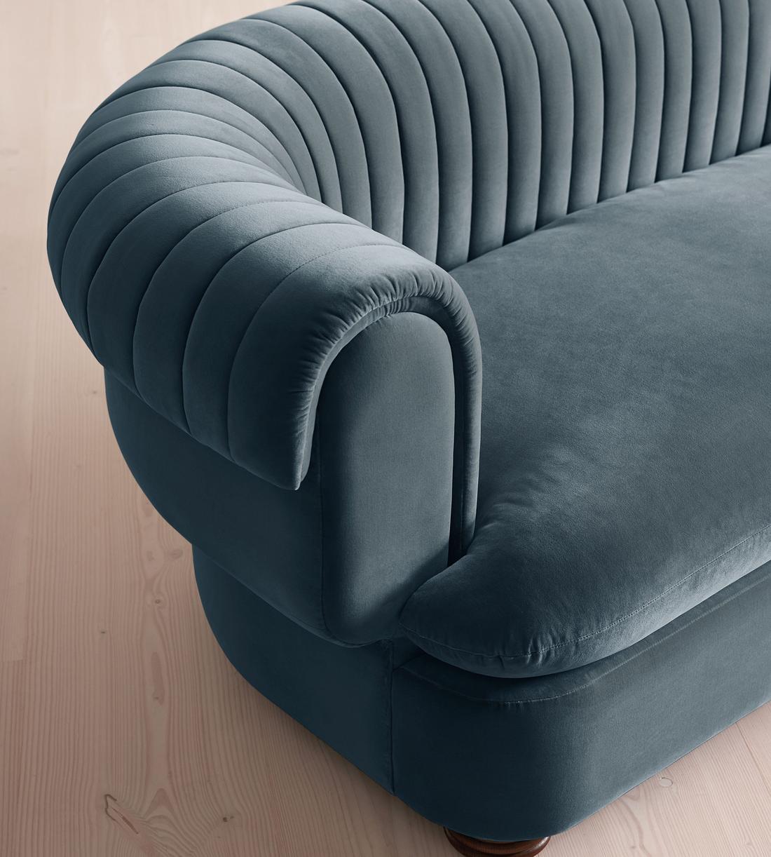 Rava Three Seater Sofa - Velvet - Grey Blue - US - Images - Image 5