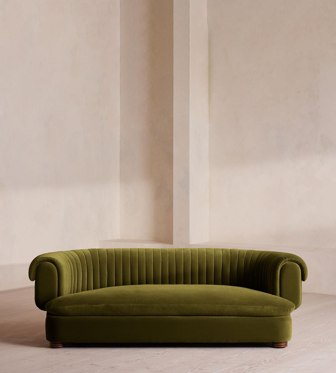Rava Three Seater Sofa - Velvet - Olive - Listing - Image 1