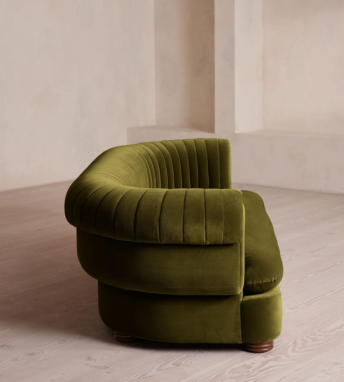Rava Three Seater Sofa - Velvet - Olive - Images - Image 3