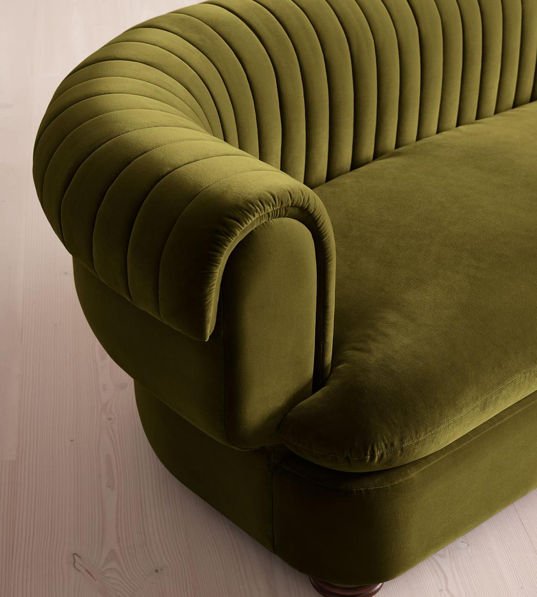 Rava Three Seater Sofa - Velvet - Olive - Images - Image 5