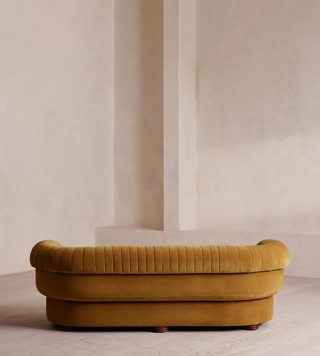 Rava Three Seater Sofa - Velvet - Mustard - Images - Image 4