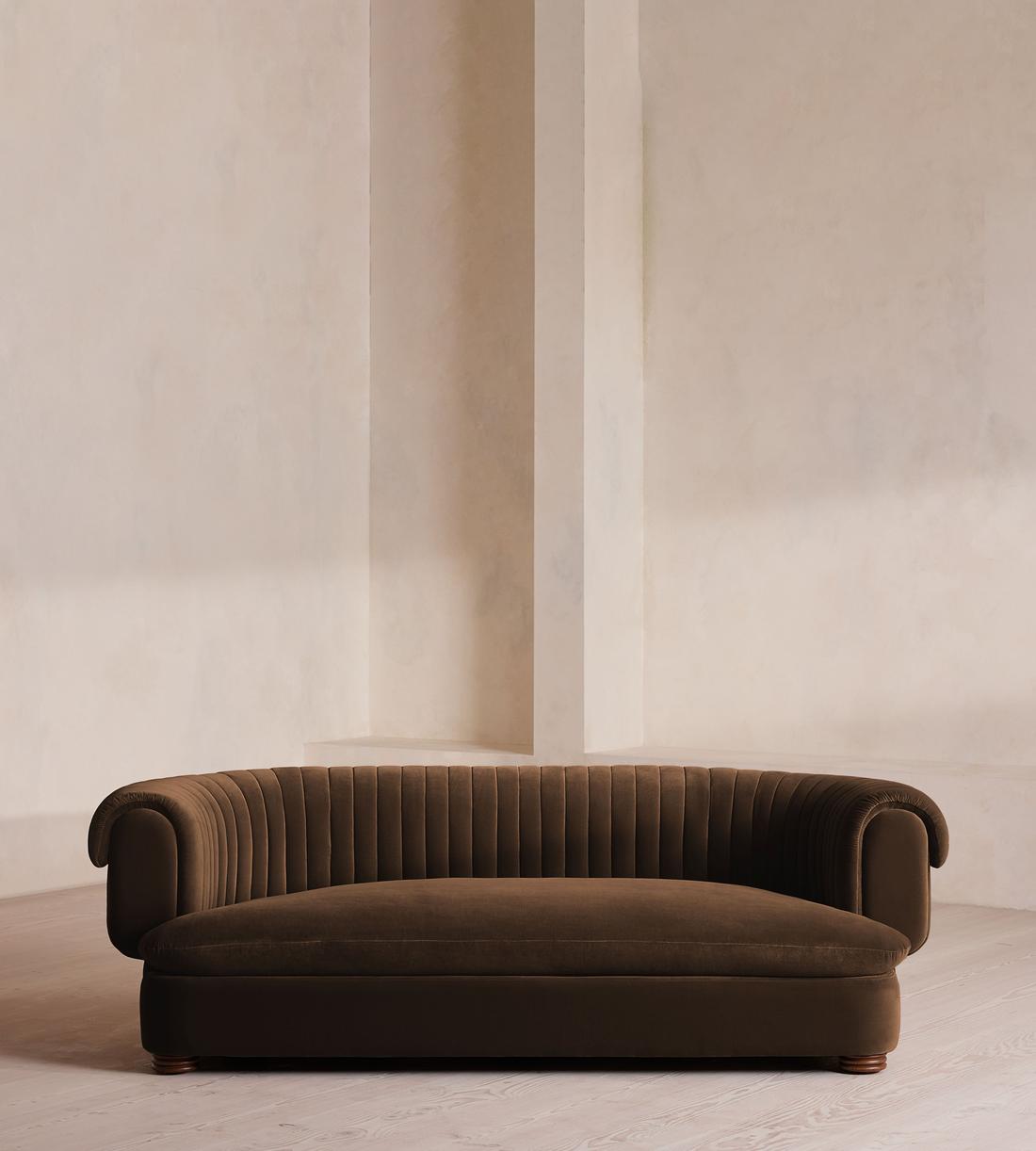 Rava Three Seater Sofa - Velvet - Chocolate - Listing - Image 1