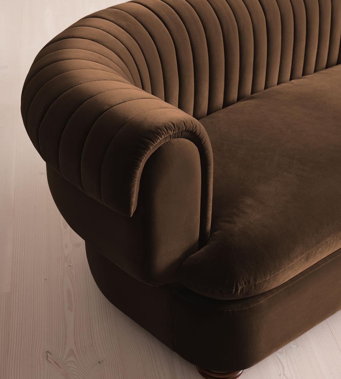 Rava Three Seater Sofa - Velvet - Chocolate - Images - Image 5