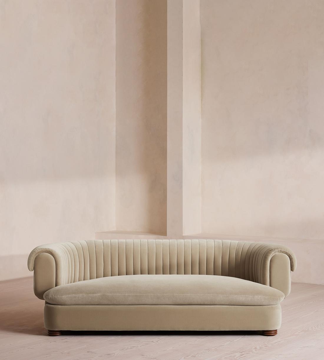 Rava Three Seater Sofa - Velvet - Oyster - UK - Listing - Image 1