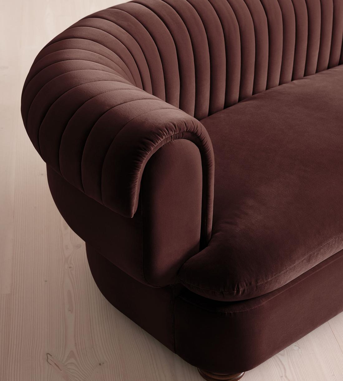 Rava Three Seater Sofa - Velvet - Aubergine - UK - Images - Image 5