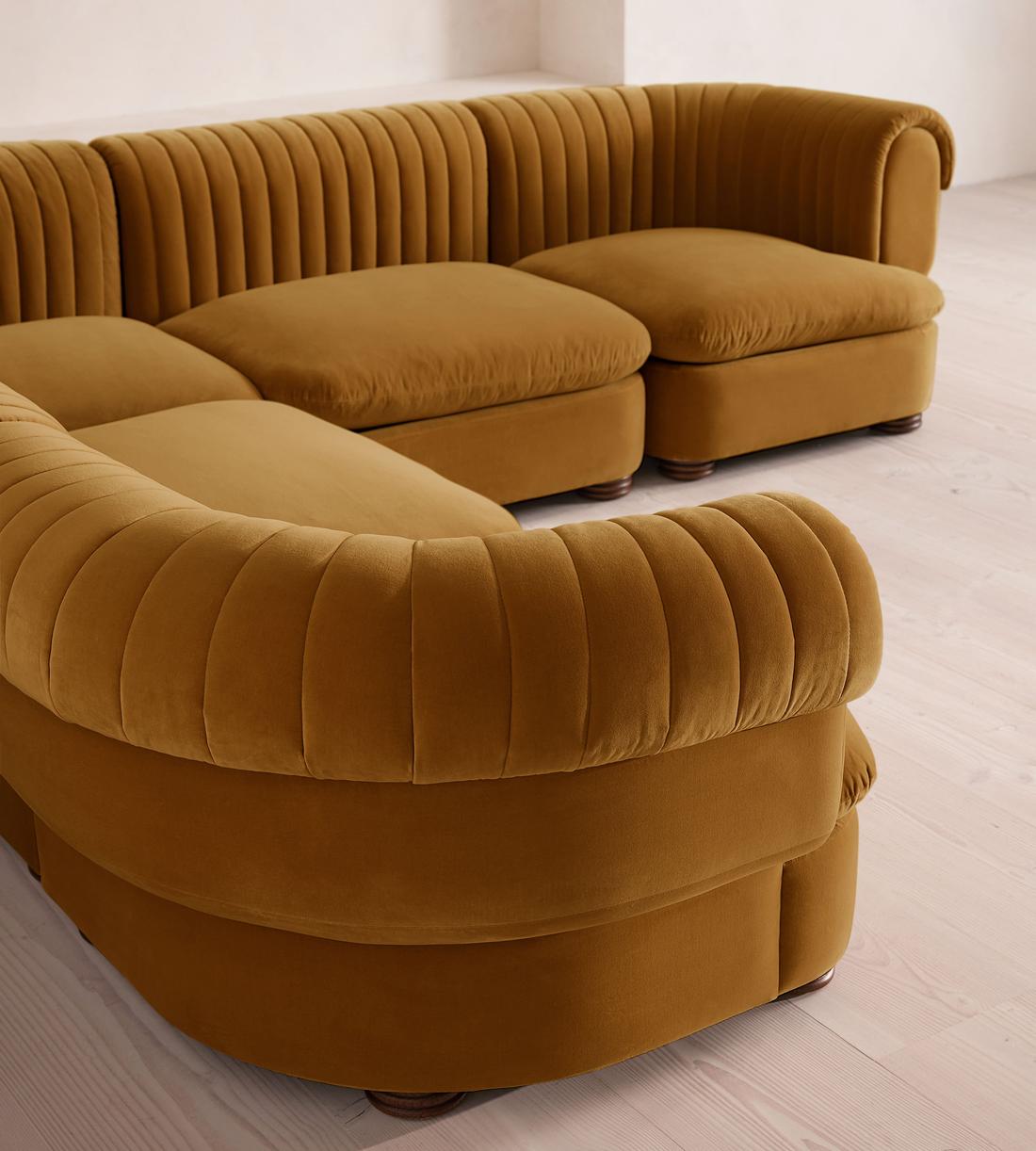 Rava Modular Sofa - Corner Sofa - Velvet - Mustard - Images - Image 4