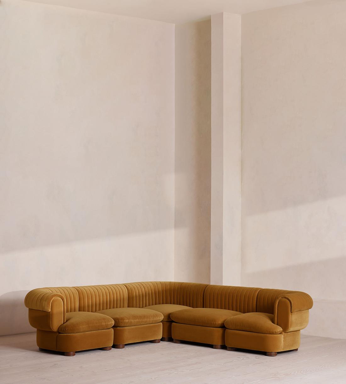 Rava Sectional Sofa - Corner Sofa - Velvet - Mustard - US - Listing - Image 1