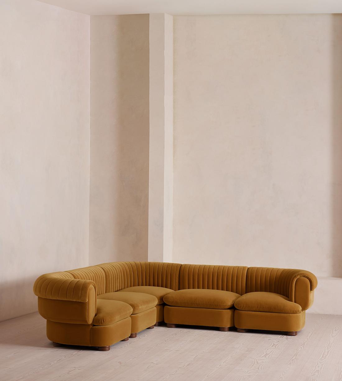 Rava Sectional Sofa - Corner Sofa - Velvet - Mustard - US - Listing - Image 2