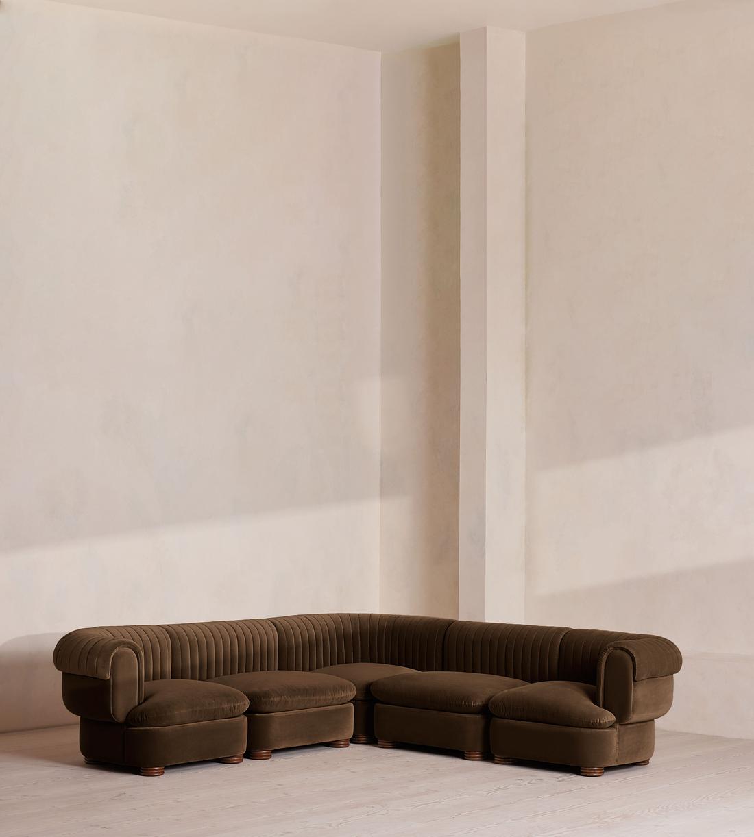 Rava Sectional Sofa - Corner Sofa - Velvet - Chocolate - US - Listing - Image 1