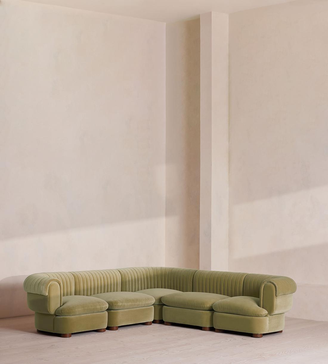 Rava Sectional Sofa - Corner Sofa - Velvet - Lichen - US - Listing - Image 1