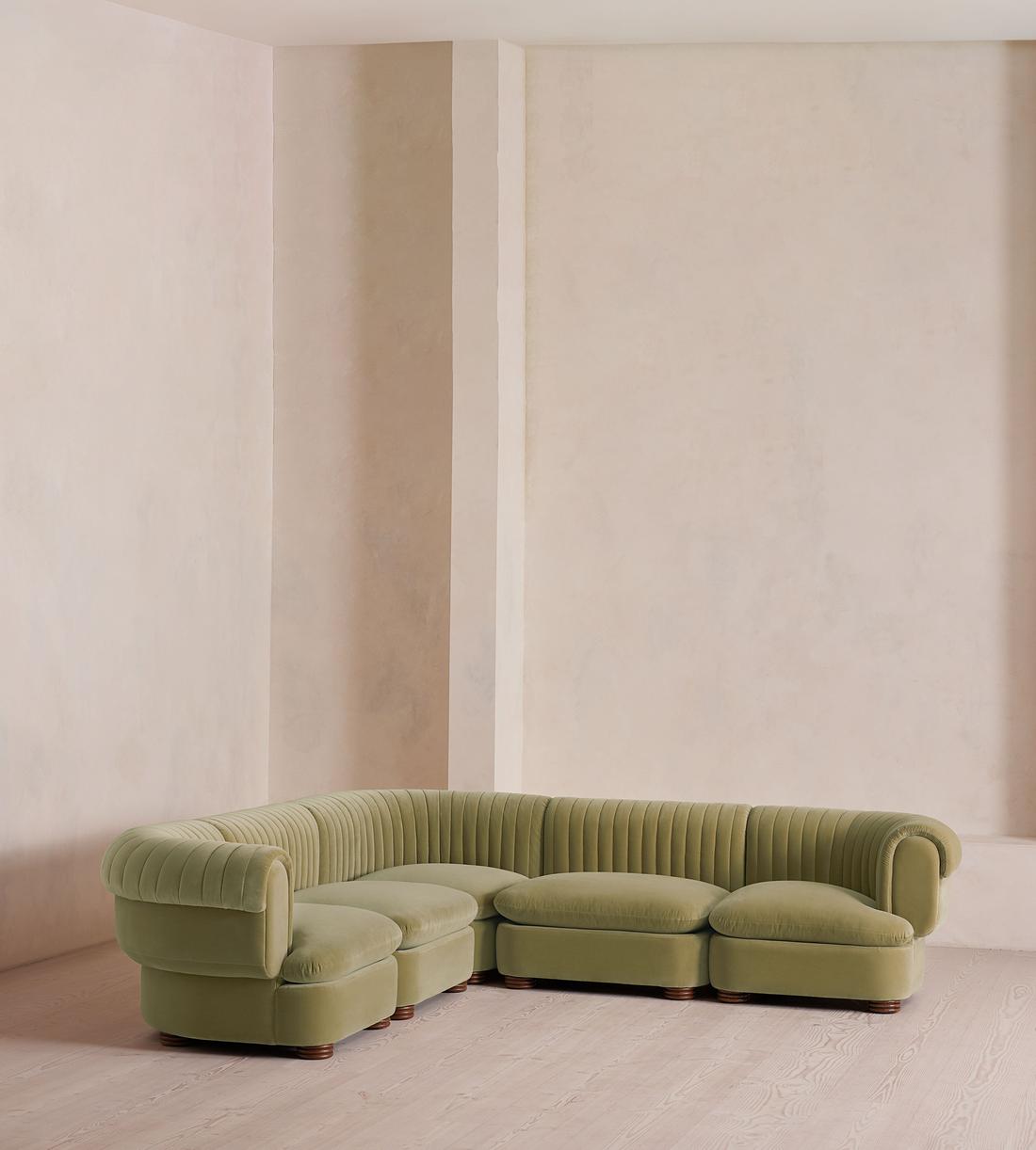 Rava Sectional Sofa - Corner Sofa - Velvet - Lichen - US - Listing - Image 2