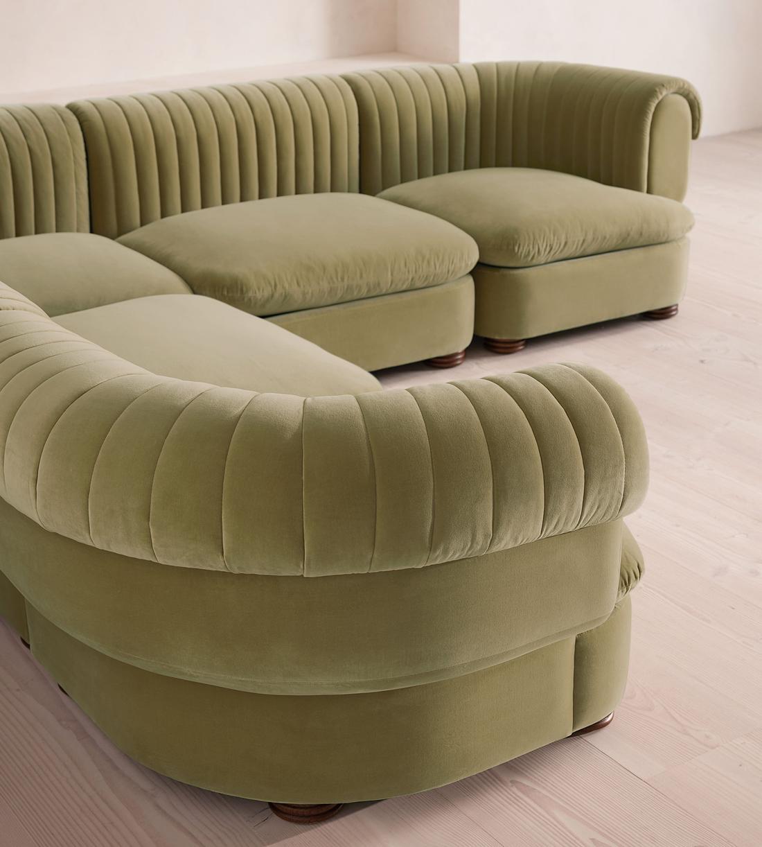 Rava Sectional Sofa - Corner Sofa - Velvet - Lichen - US - Images - Image 4