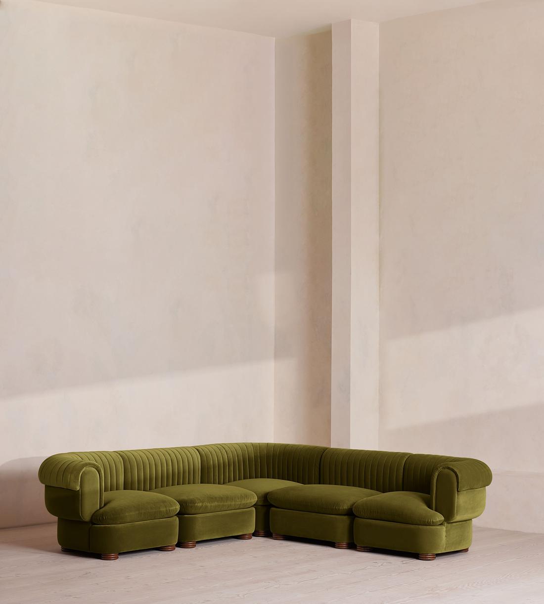 Rava Modular Sofa - Corner Sofa - Velvet - Olive - Listing - Image 1