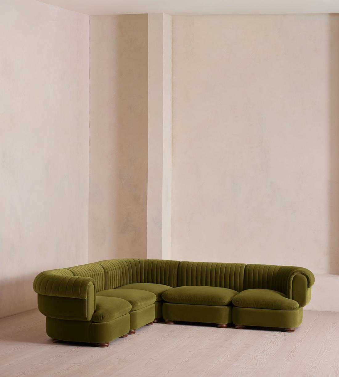 Rava Modular Sofa - Corner Sofa - Velvet - Olive - Listing - Image 2