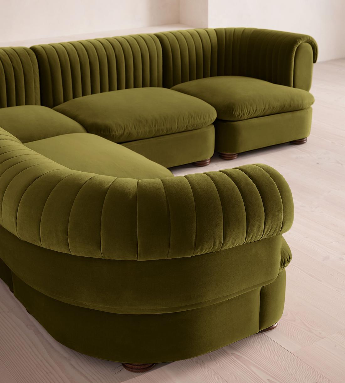 Rava Sectional Sofa - Corner Sofa - Velvet - Olive - US - Images - Image 4