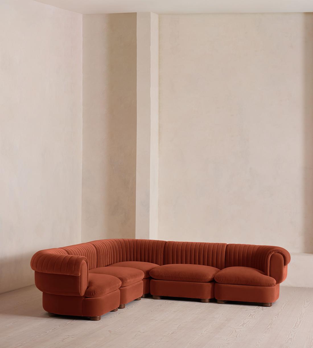 Rava Modular Sofa - Corner Sofa - Velvet - Rust - Listing - Image 2