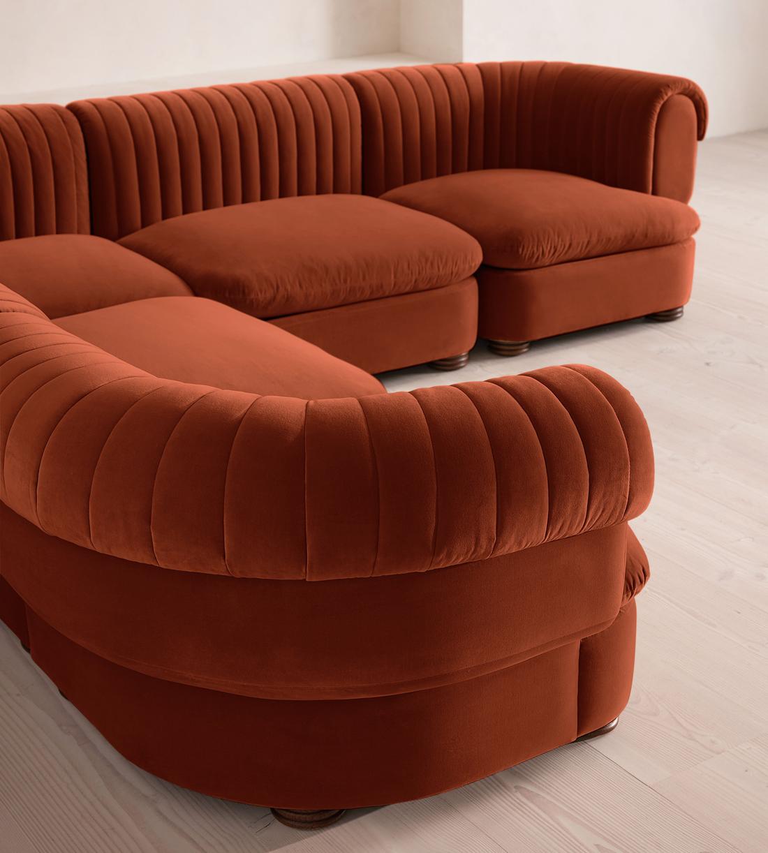 Rava Modular Sofa - Corner Sofa - Velvet - Rust - Images - Image 4