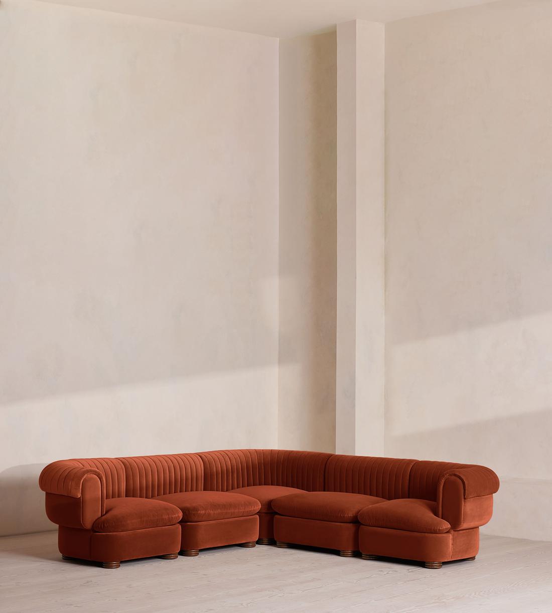 Rava Sectional Sofa - Corner Sofa - Velvet - Rust US - Listing - Image 1