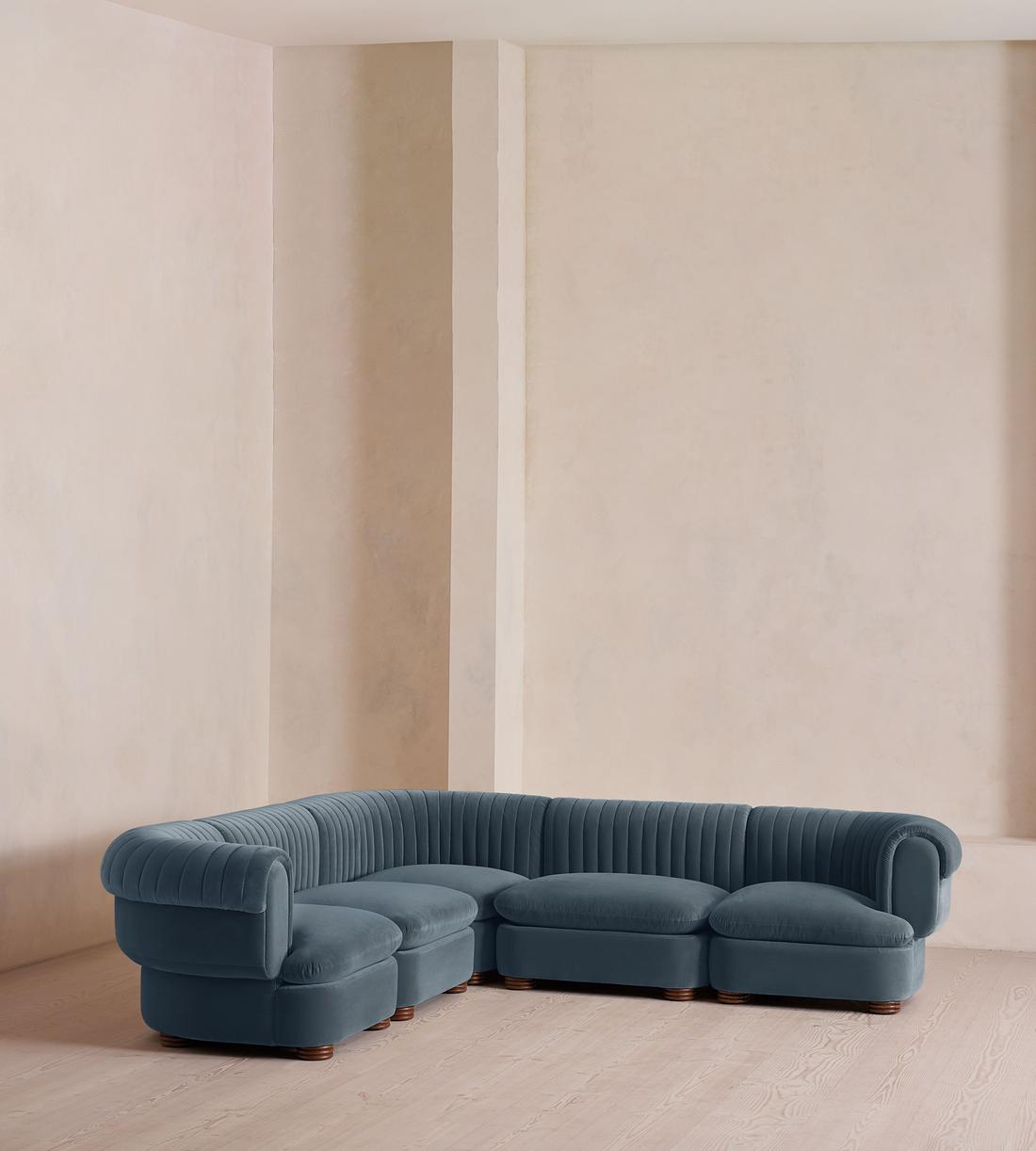 Rava Modular Sofa - Corner Sofa - Velvet - Grey Blue - Listing - Image 2