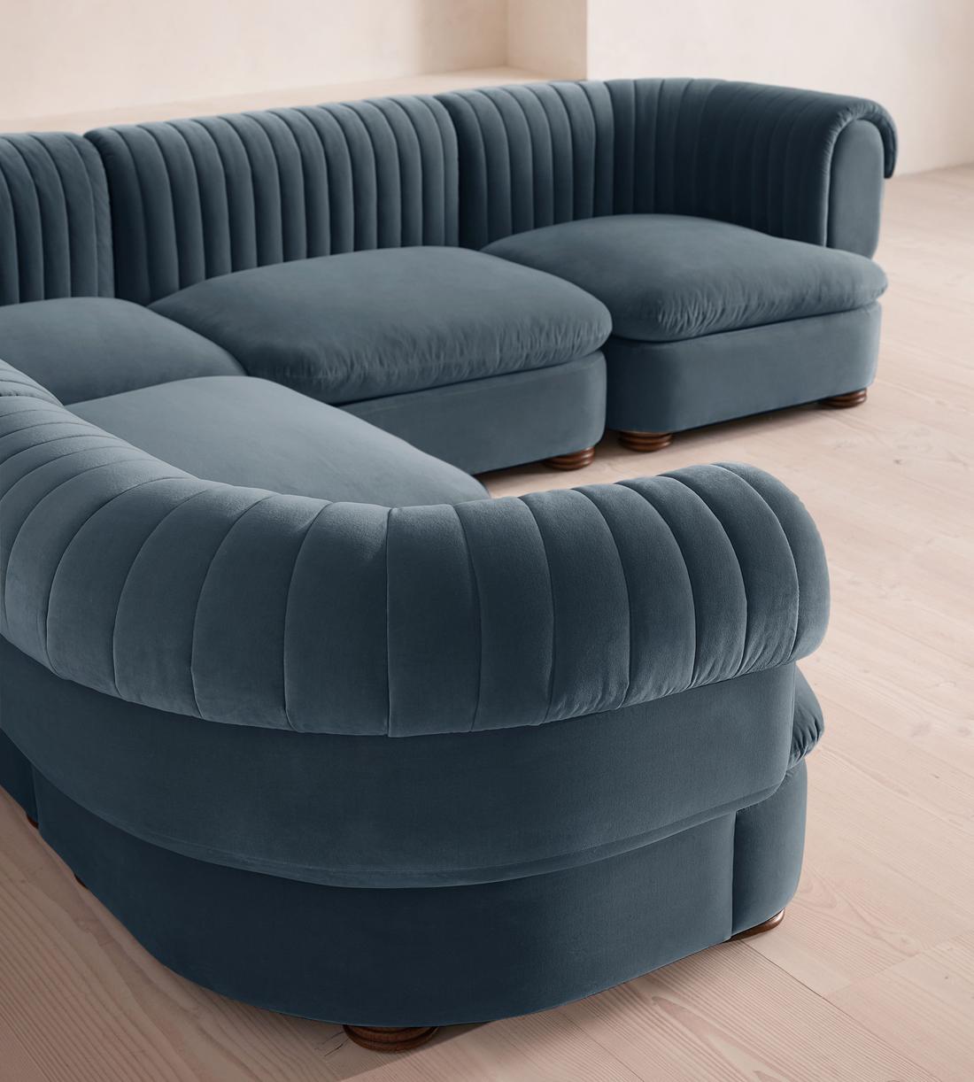 Rava Modular Sofa - Corner Sofa - Velvet - Grey Blue - Images - Image 4