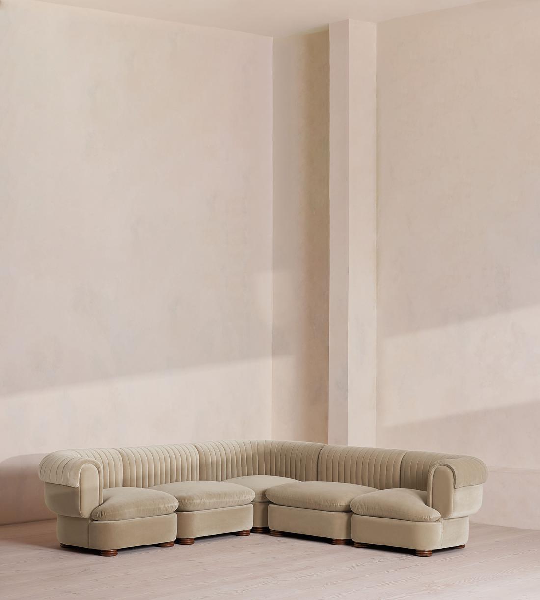 Rava Sectional Sofa - Corner Sofa - Velvet - Oyster - US - Listing - Image 1