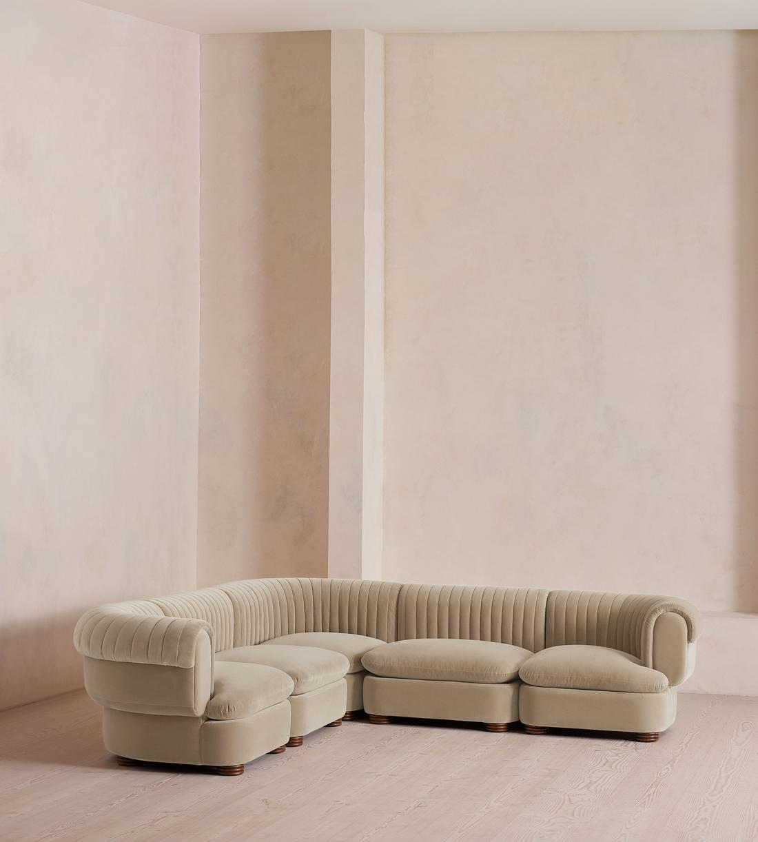 Rava Sectional Sofa - Corner Sofa - Velvet - Oyster - US - Listing - Image 2