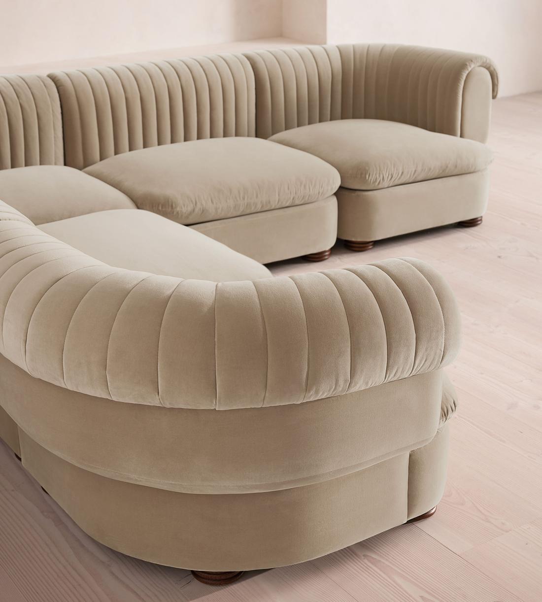 Rava Sectional Sofa - Corner Sofa - Velvet - Oyster - US - Images - Image 4