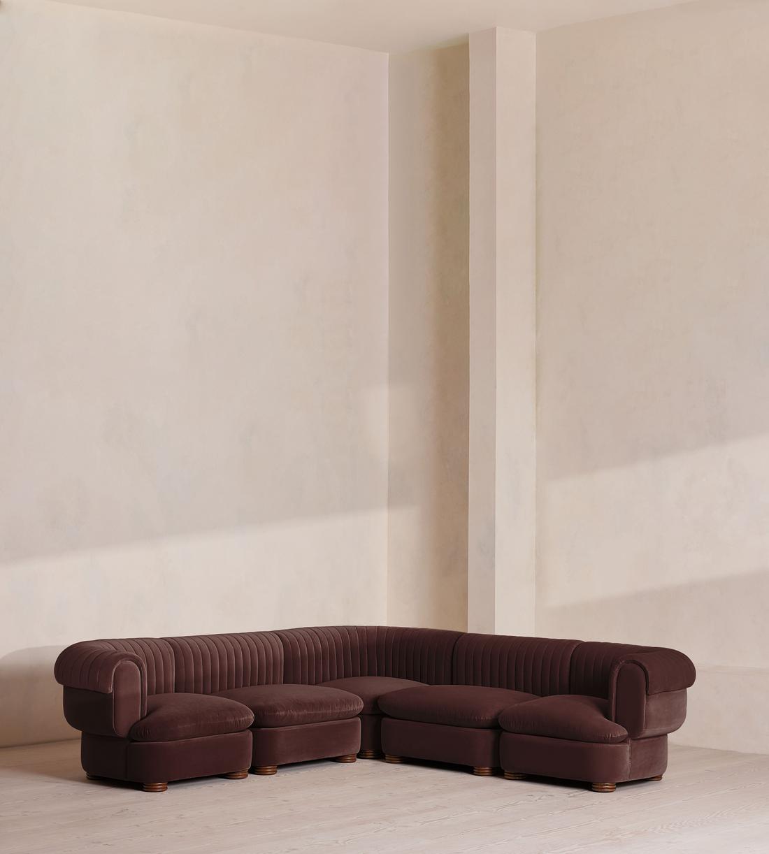 Rava Sectional Sofa - Corner Sofa - Velvet - Aubergine - US - Listing - Image 1