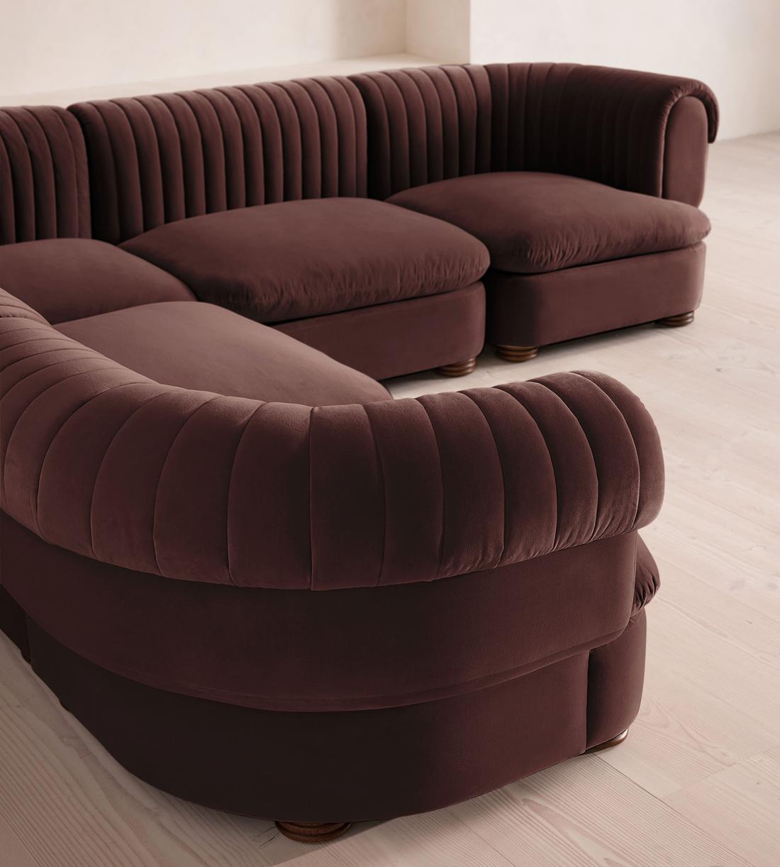 Rava Sectional Sofa - Corner Sofa - Velvet - Aubergine - US - Images - Image 4
