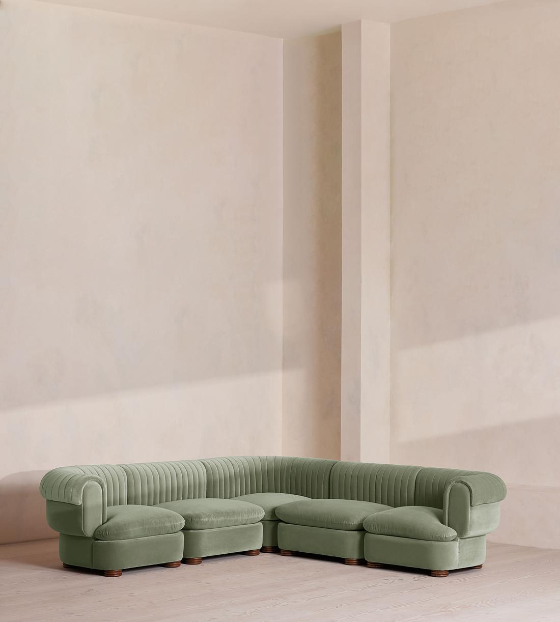 Rava Sectional Sofa - Corner Sofa - Velvet - Seafoam US - Listing - Image 1
