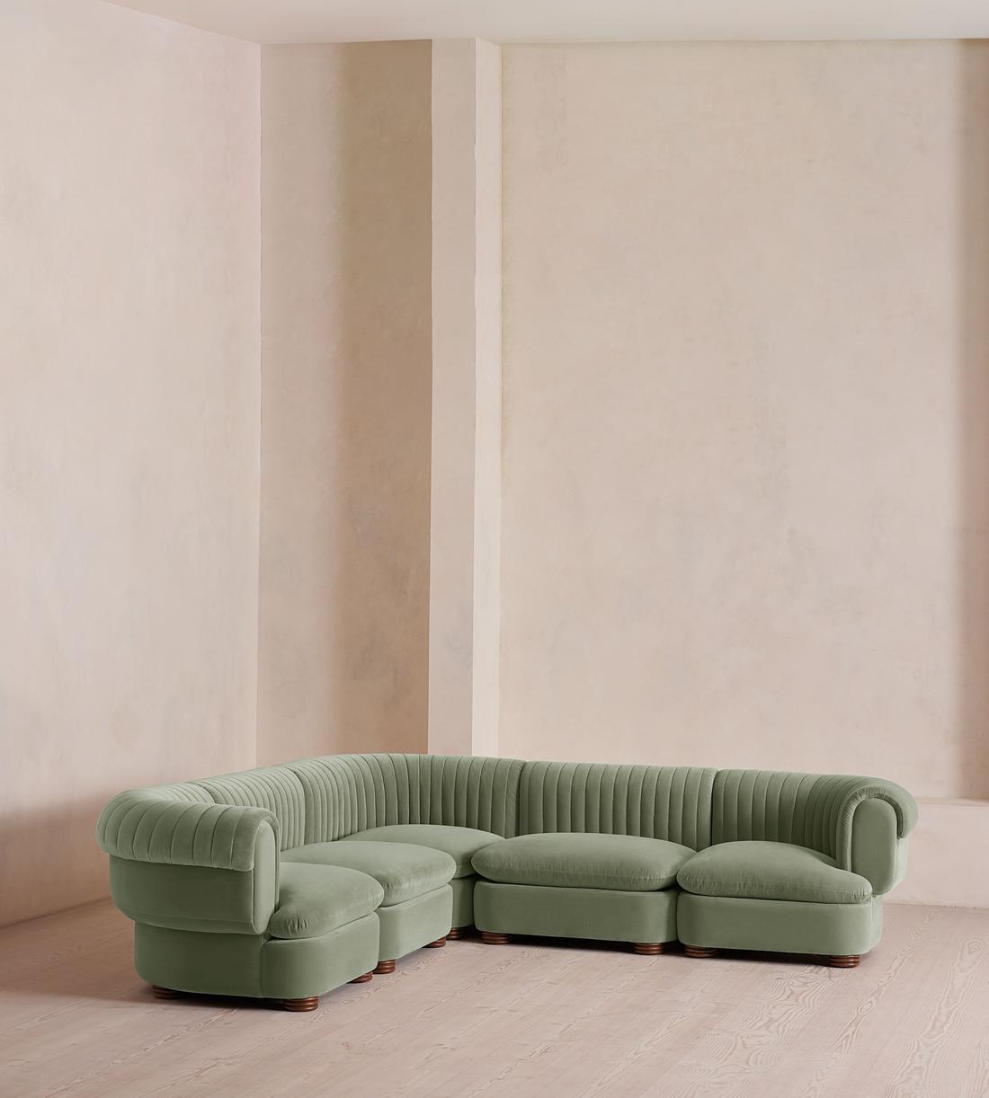 Rava Sectional Sofa - Corner Sofa - Velvet - Seafoam US - Listing - Image 2