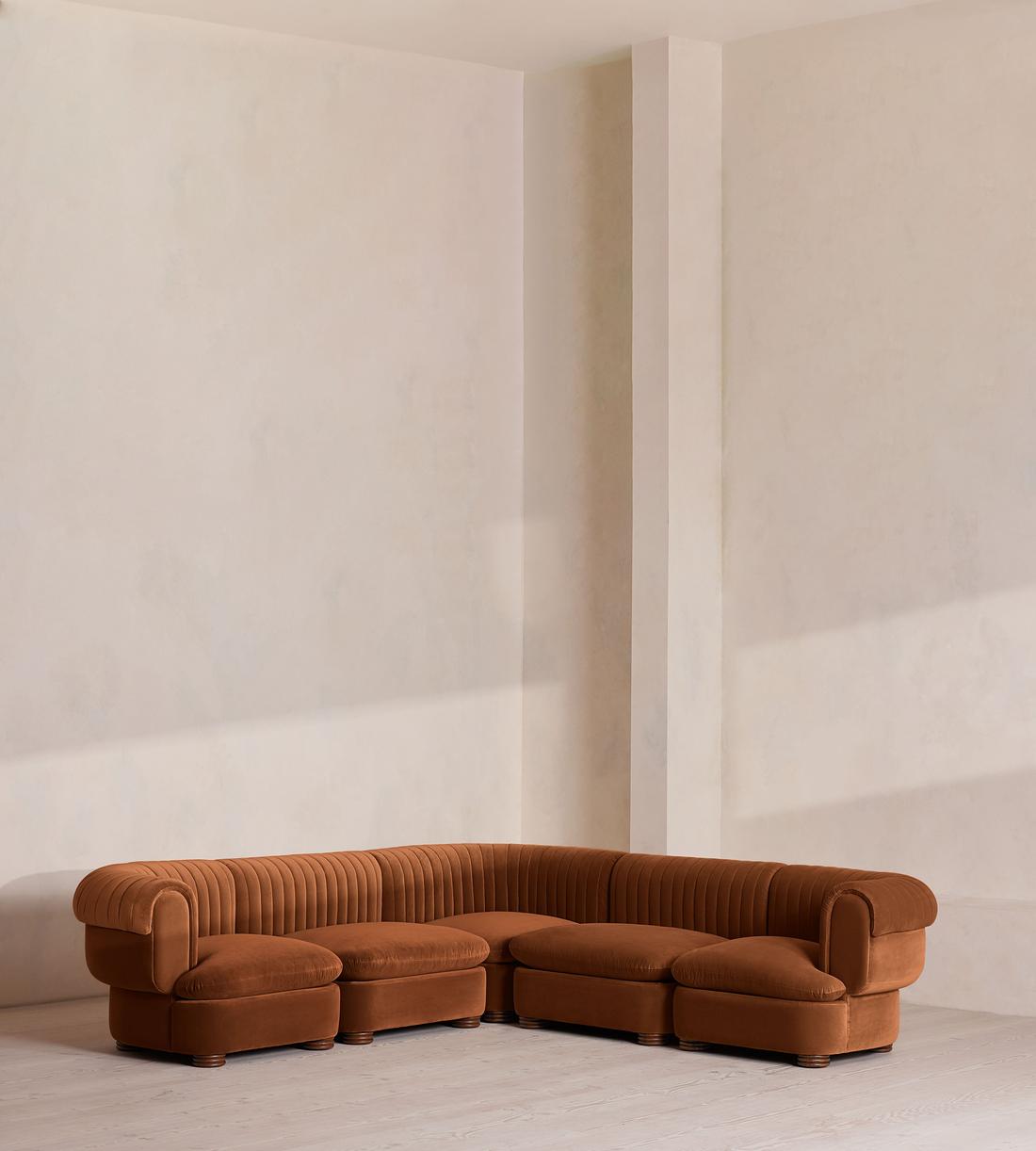 Rava Sectional Sofa - Corner Sofa - Velvet - Cinnamon - US - Listing - Image 1