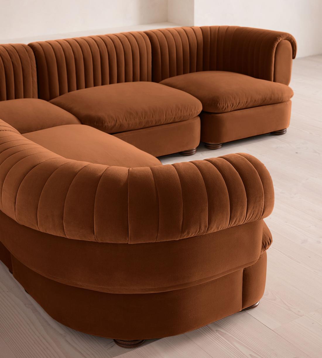 Rava Sectional Sofa - Corner Sofa - Velvet - Cinnamon - US - Images - Image 4