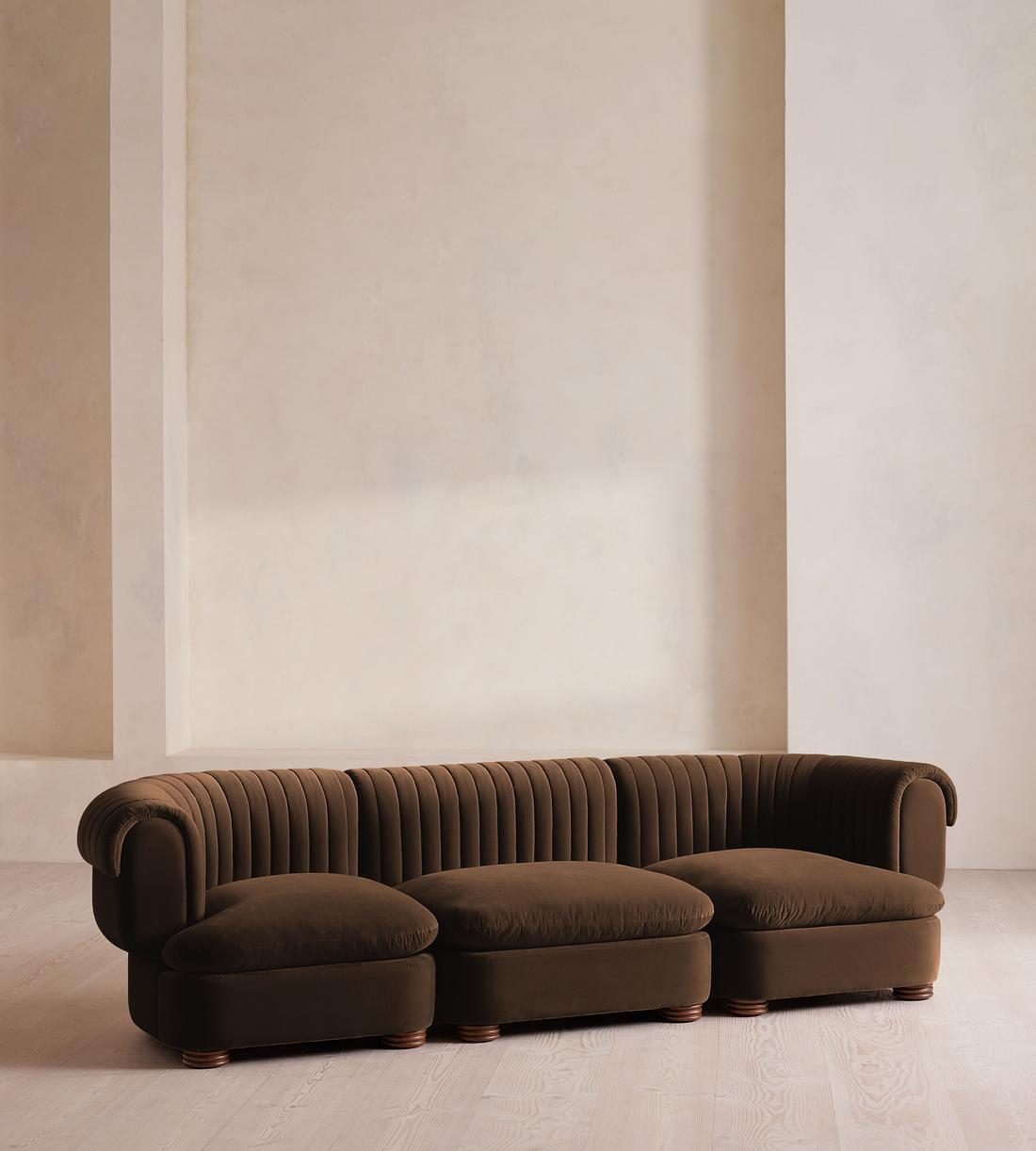 Rava Modular Sofa - Four Seater - Velvet - Chocolate - Listing - Image 2