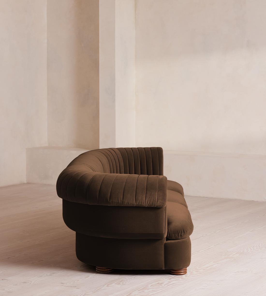 Rava Sectional Sofa - Four Seater - Velvet - Chocolate - US - Images - Image 3