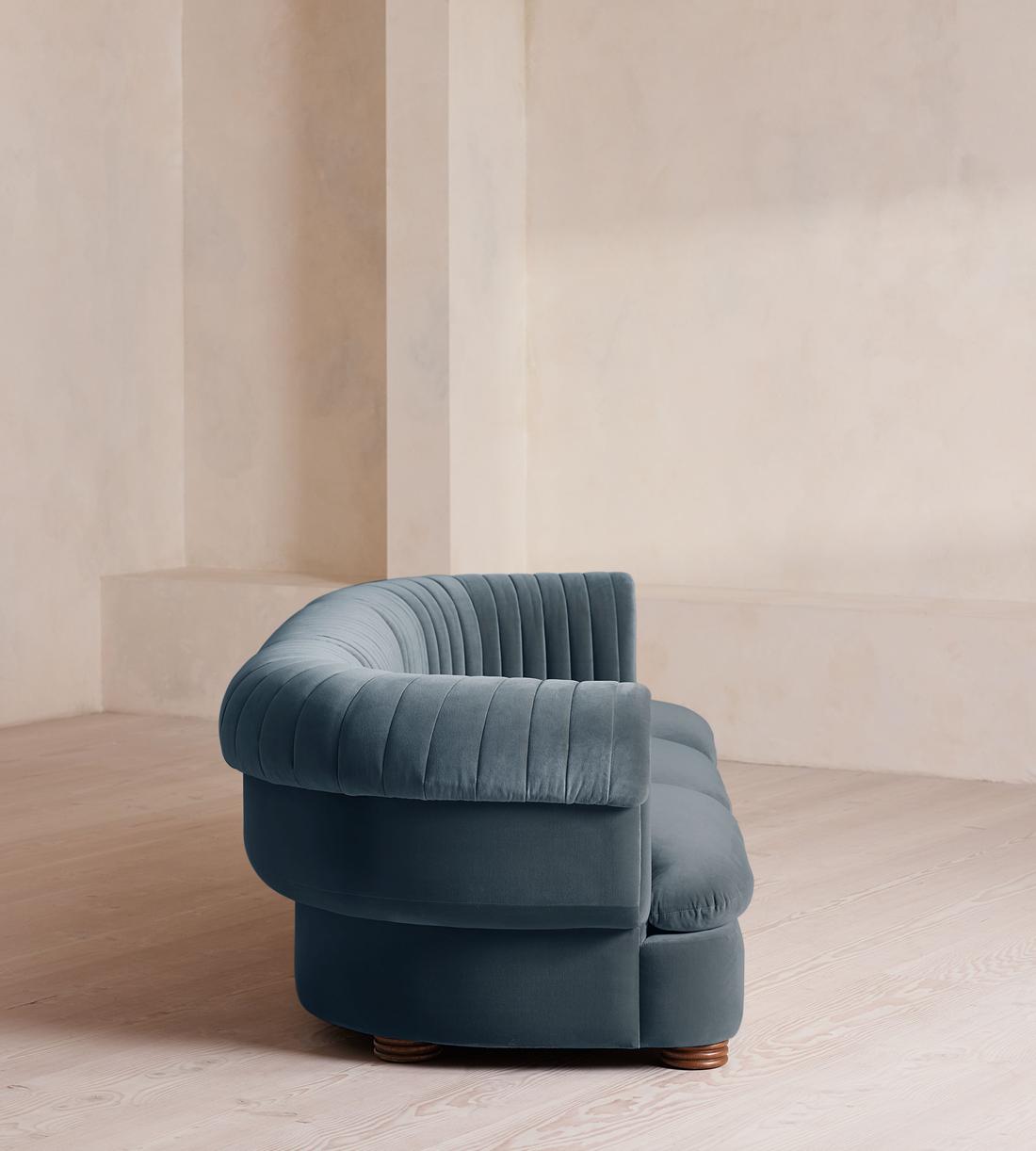Rava Modular Sofa - Four Seater - Velvet - Grey Blue - Images - Image 3